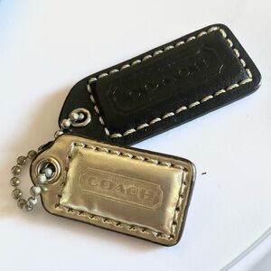 Coach Metallic gold and black hang tag Keychain Set EUC